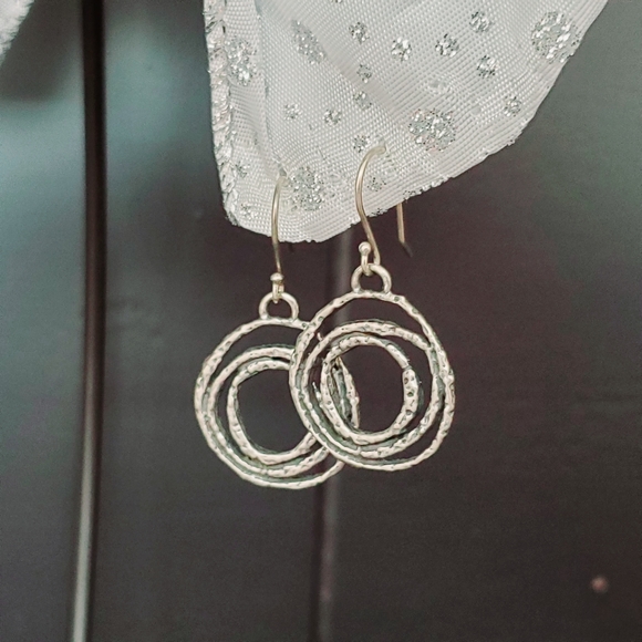 Megiddo Israel Oxidized Sterling Silver Drop Earrings Brutalist Abstract - Picture 2 of 11